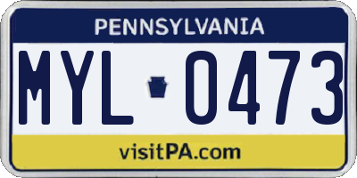 PA license plate MYL0473