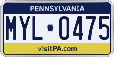 PA license plate MYL0475