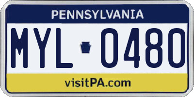 PA license plate MYL0480