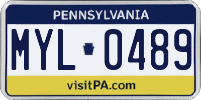 PA license plate MYL0489