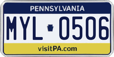PA license plate MYL0506