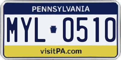 PA license plate MYL0510