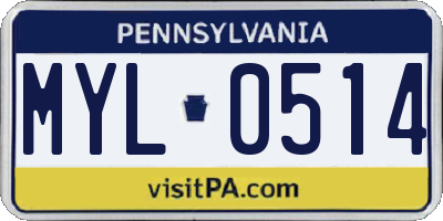 PA license plate MYL0514
