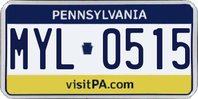 PA license plate MYL0515