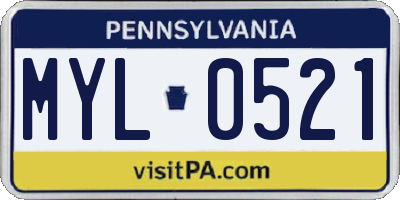 PA license plate MYL0521