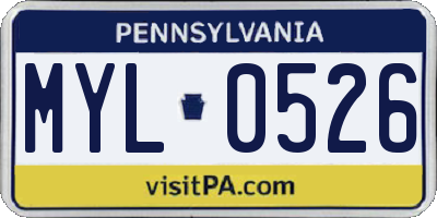 PA license plate MYL0526