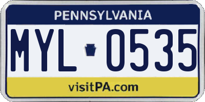 PA license plate MYL0535