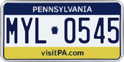 PA license plate MYL0545