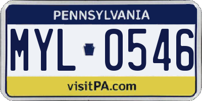 PA license plate MYL0546