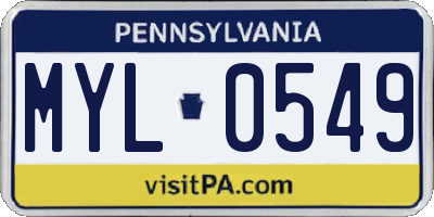 PA license plate MYL0549