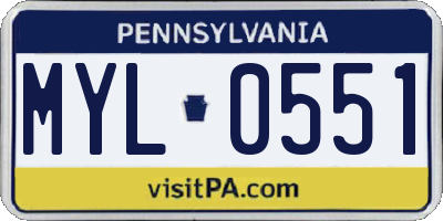 PA license plate MYL0551