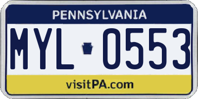 PA license plate MYL0553