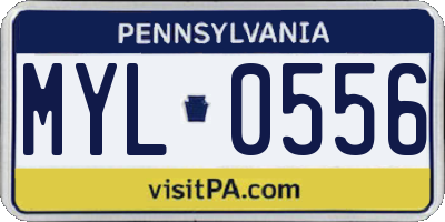PA license plate MYL0556