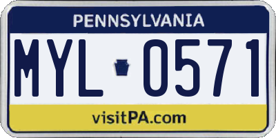 PA license plate MYL0571
