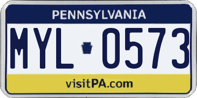PA license plate MYL0573