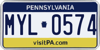 PA license plate MYL0574
