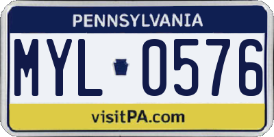 PA license plate MYL0576