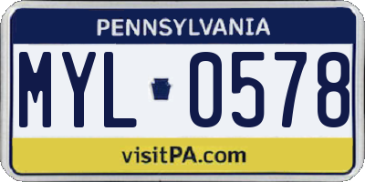 PA license plate MYL0578