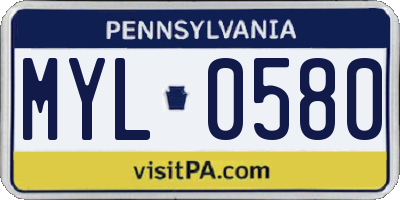 PA license plate MYL0580