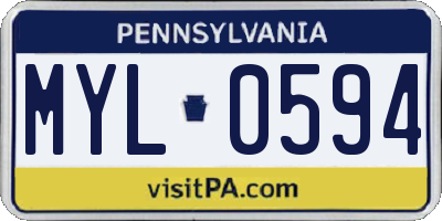 PA license plate MYL0594