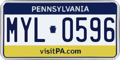 PA license plate MYL0596