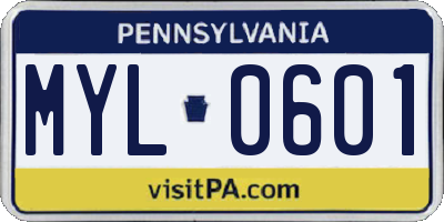 PA license plate MYL0601