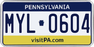 PA license plate MYL0604