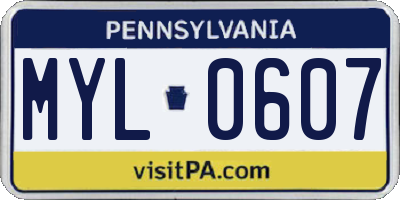 PA license plate MYL0607