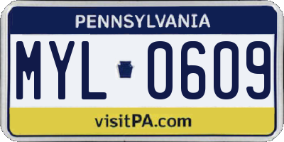 PA license plate MYL0609