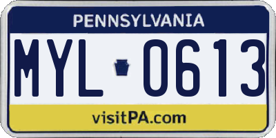 PA license plate MYL0613