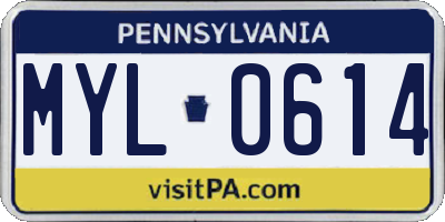PA license plate MYL0614