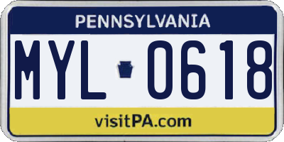 PA license plate MYL0618