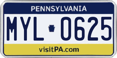 PA license plate MYL0625