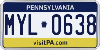 PA license plate MYL0638