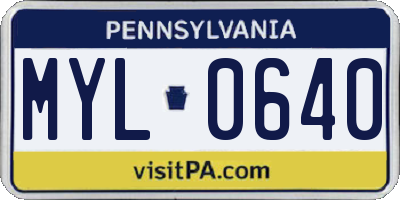 PA license plate MYL0640