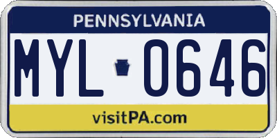 PA license plate MYL0646