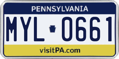 PA license plate MYL0661