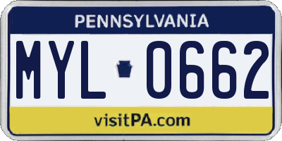 PA license plate MYL0662