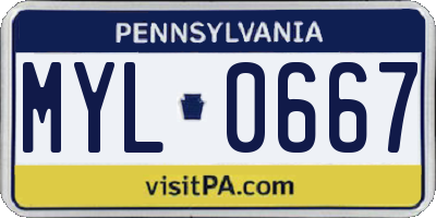 PA license plate MYL0667
