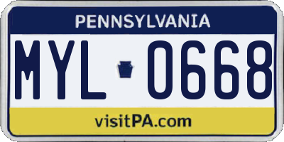 PA license plate MYL0668