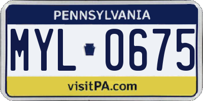 PA license plate MYL0675