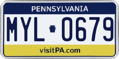 PA license plate MYL0679