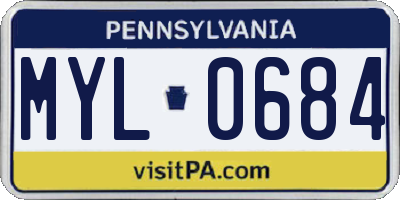 PA license plate MYL0684