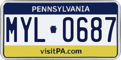 PA license plate MYL0687