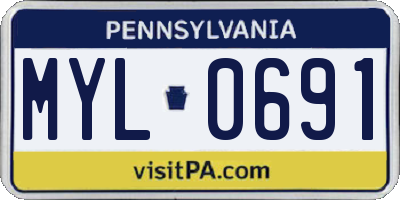 PA license plate MYL0691