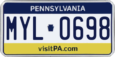 PA license plate MYL0698