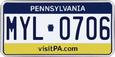 PA license plate MYL0706