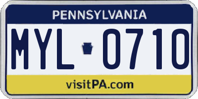 PA license plate MYL0710