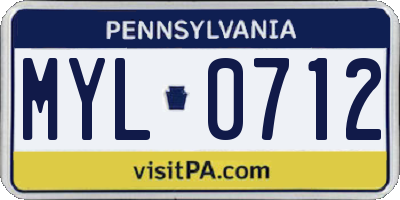 PA license plate MYL0712