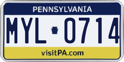 PA license plate MYL0714